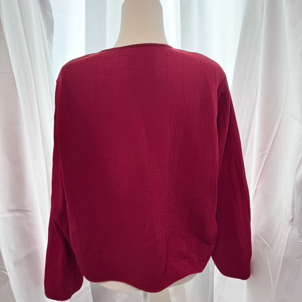 Eileen Fisher Pink/Red Textured Open Front Jacket magnet clasp L - Picture 2 of 9